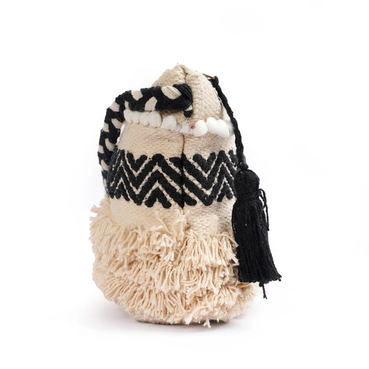 Cotton Bohemian Bag, Sling Bag for Girls and Women Handmade Cotton Purse Black -HB10067