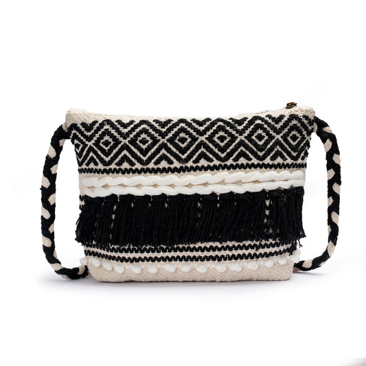 Cotton Bohemian Bag, Sling Bag for Girls and Women Handmade Cotton Purse, Ethnic Crossbody - HB1001