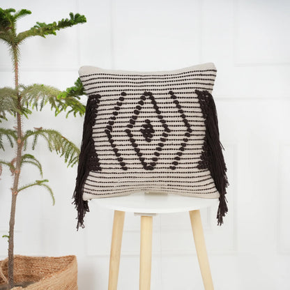 Luxury Handloom Cotton Cushion Cover - 16x16 Inch | Artisan-Woven Decorative Pillow Cover- CC12