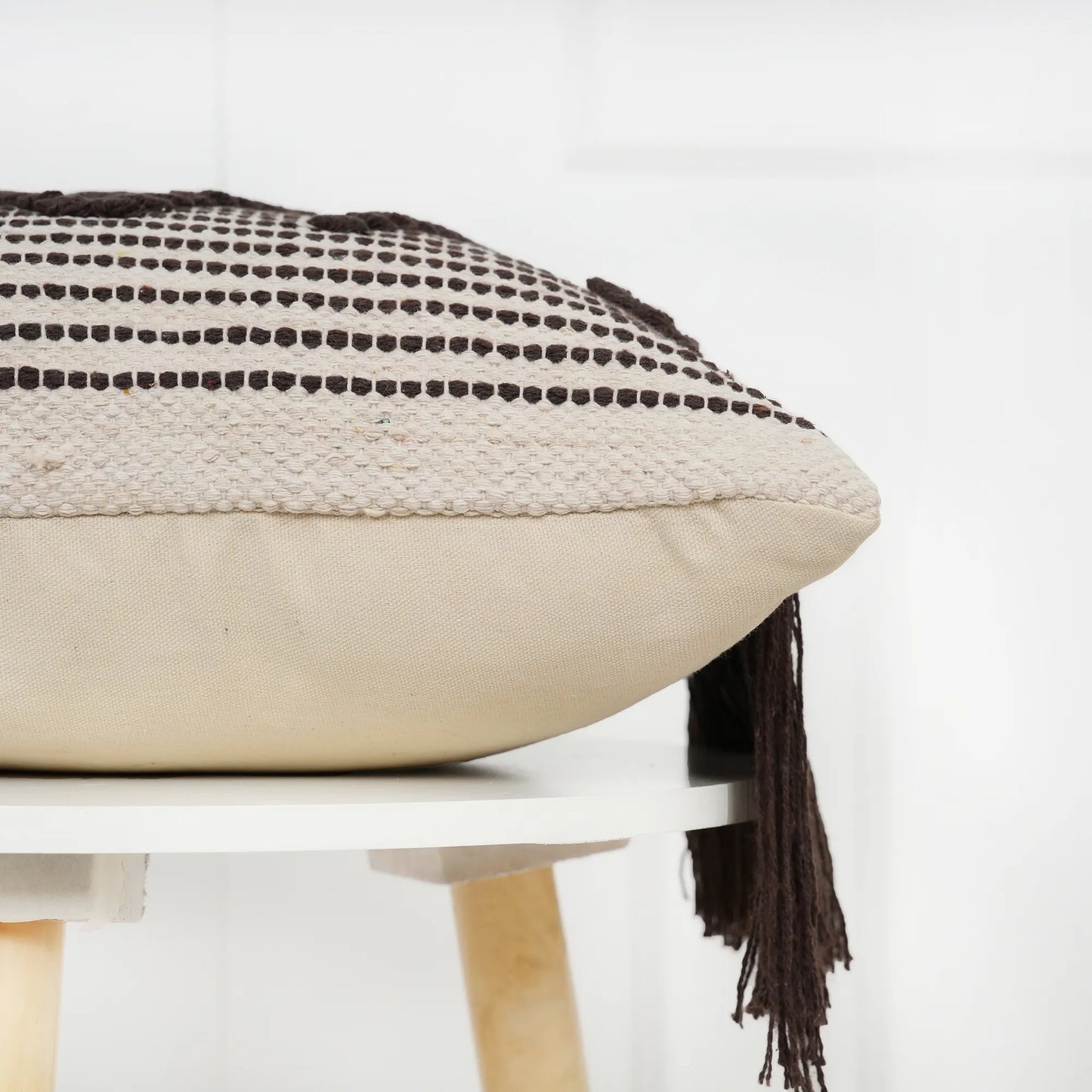 Luxury Handloom Cotton Cushion Cover - 16x16 Inch | Artisan-Woven Decorative Pillow Cover- CC12