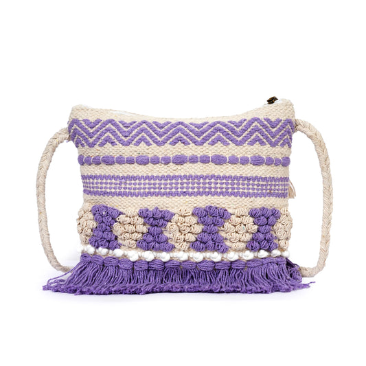 Cotton Bohemian Bag, Sling Bag for Girls and Women Handmade Cotton Purse- HB10055-1
