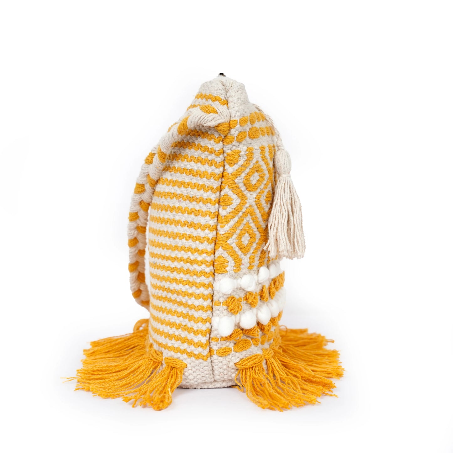 Cotton Bohemian Bag, Sling Bag for Girls and Women Handmade Cotton Purse Yellow- HB10052
