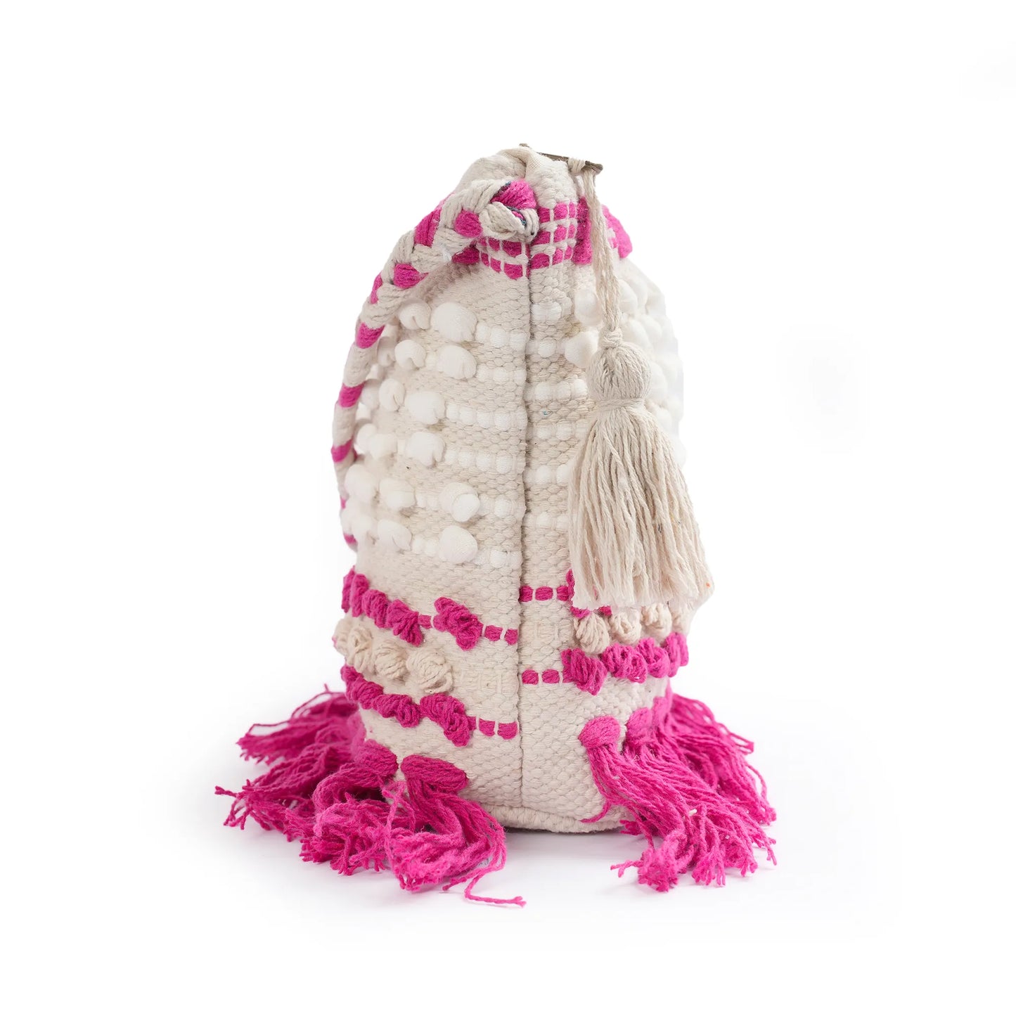 Cotton Bohemian Bag, Sling Bag for Girls and Women Handmade Cotton Purse, Pink- HB10053