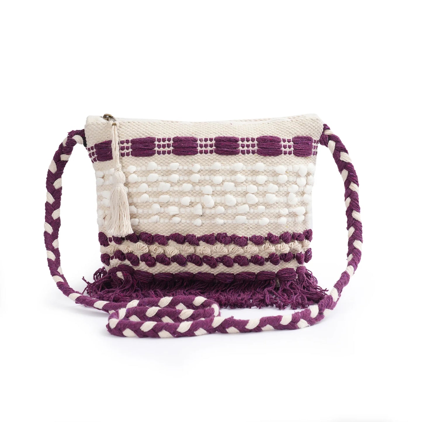 Cotton Bohemian Bag, Sling Bag for Girls and Women Handmade Cotton Purse- HB10056