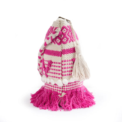 Cotton Bohemian Bag, Sling Bag for Girls and Women Handmade Cotton Purse Pink- HB10058