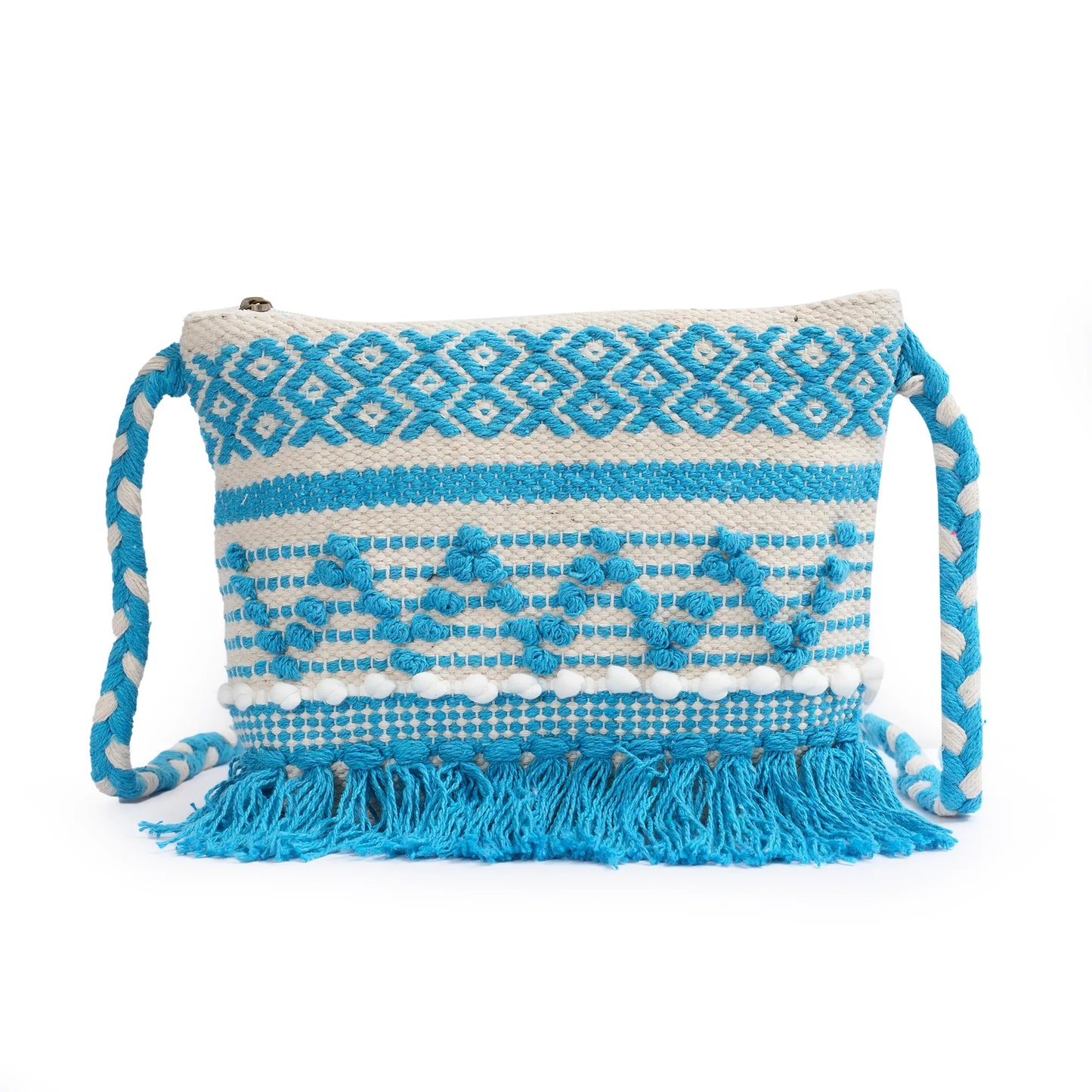 Cotton Bohemian Bag, Sling Bag for Girls and Women Handmade Cotton Purse - HB10060