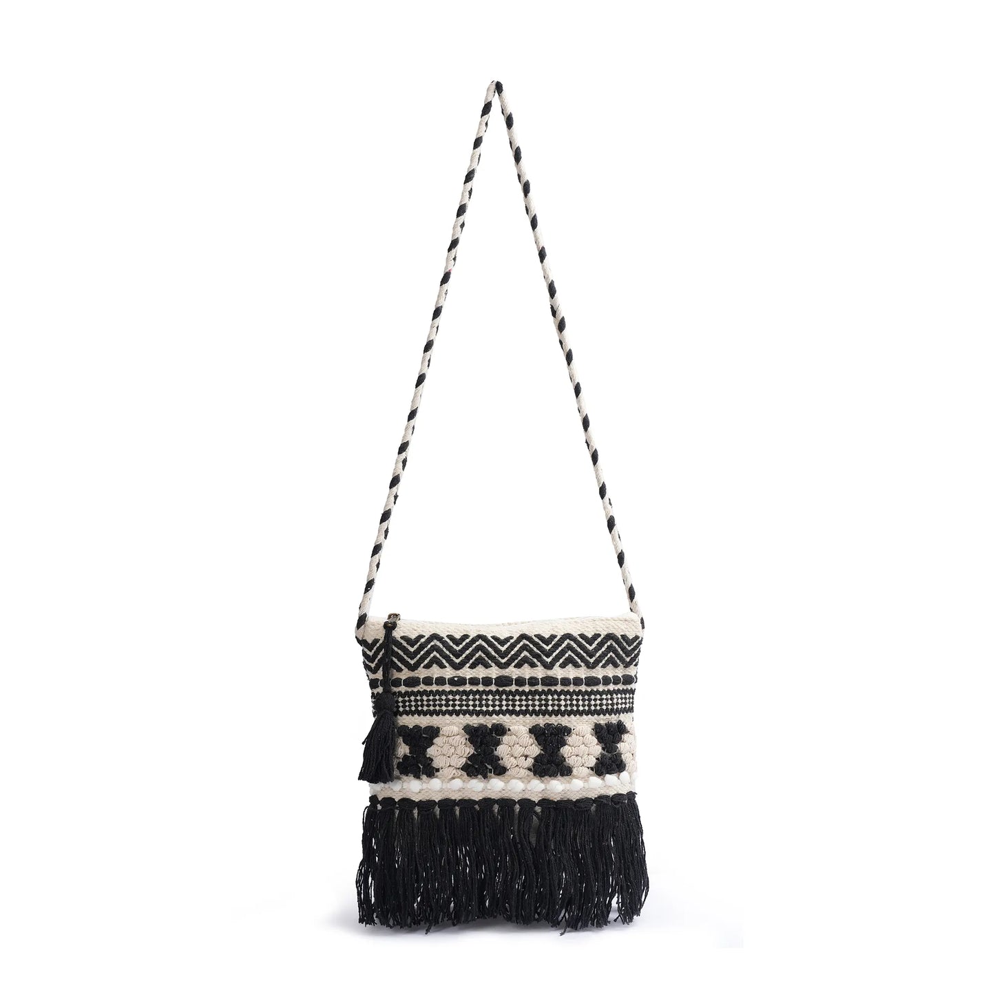 Cotton Bohemian Bag, Sling Bag for Girls and Women Handmade Cotton Purse - HB10062