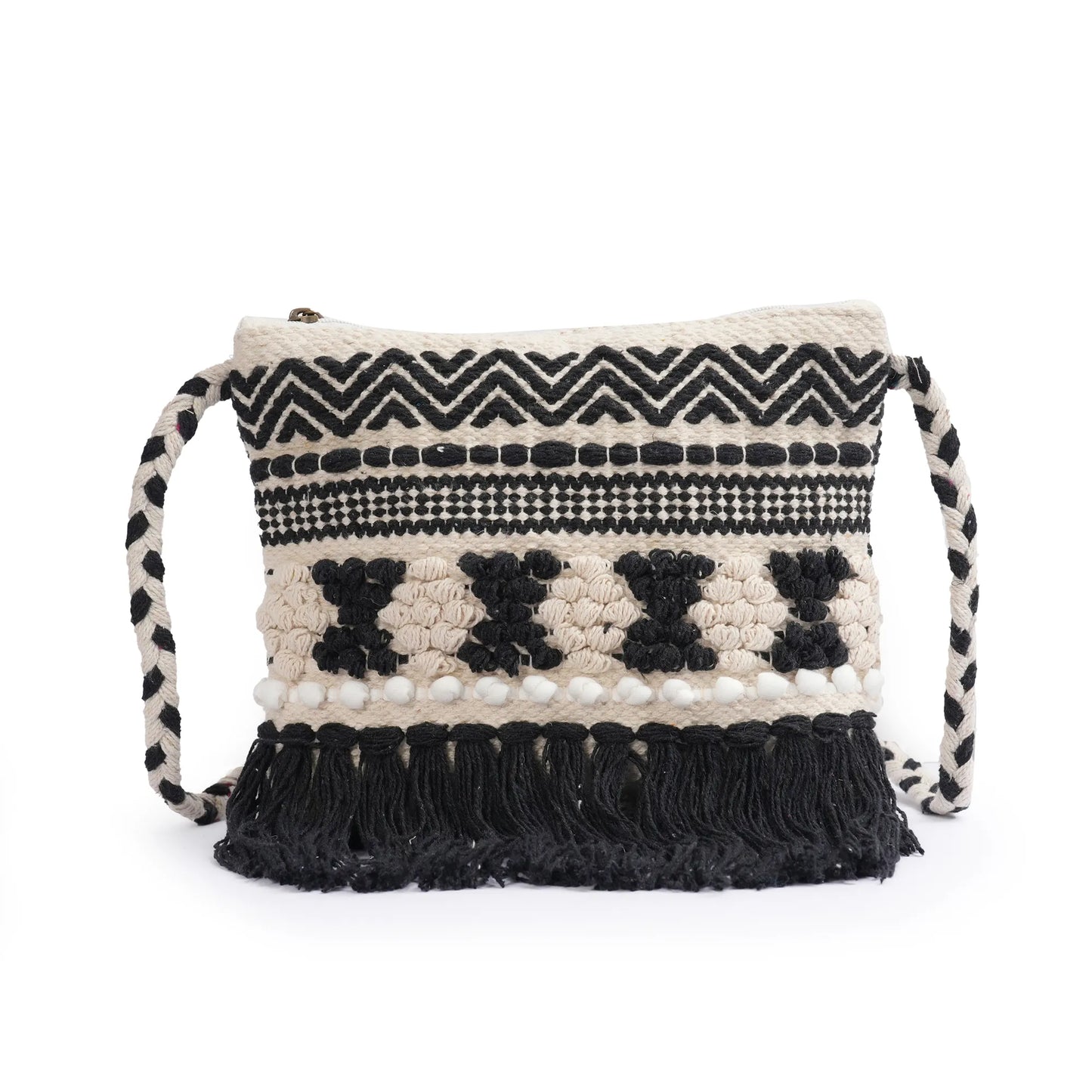 Cotton Bohemian Bag, Sling Bag for Girls and Women Handmade Cotton Purse - HB10062