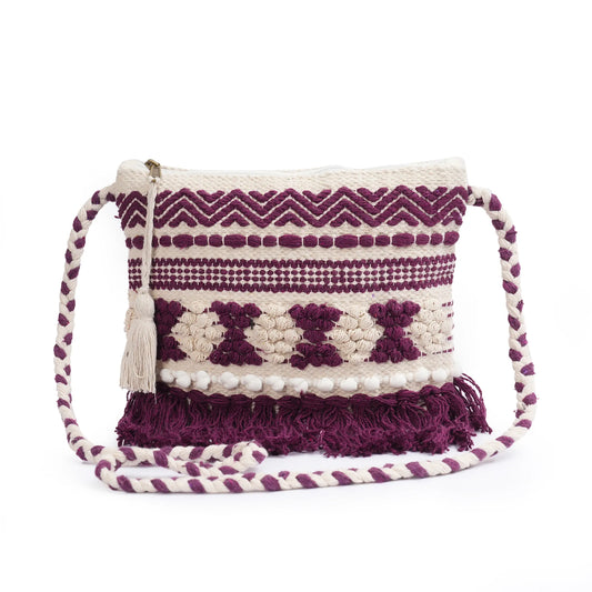 Cotton Bohemian Bag, Sling Bag for Girls and Women Handmade Cotton Purse - HB10063