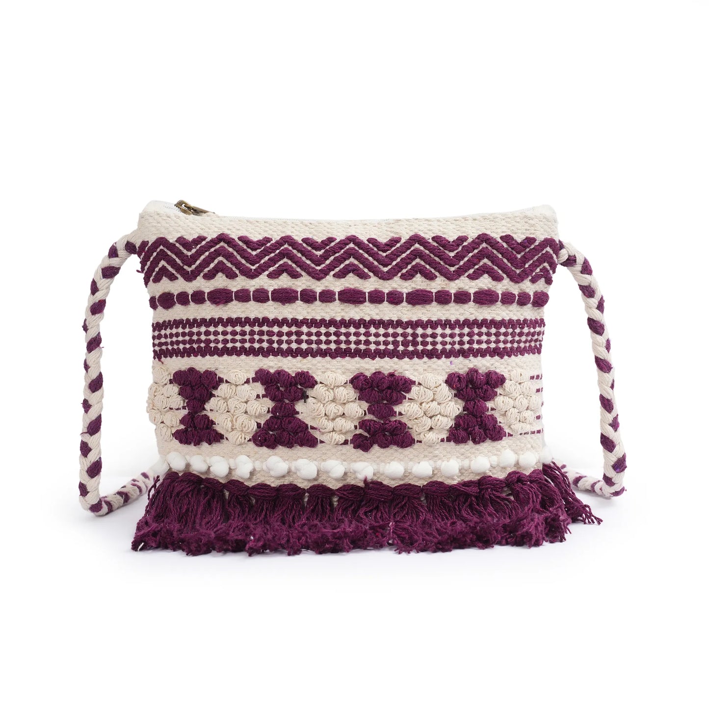 Cotton Bohemian Bag, Sling Bag for Girls and Women Handmade Cotton Purse - HB10063