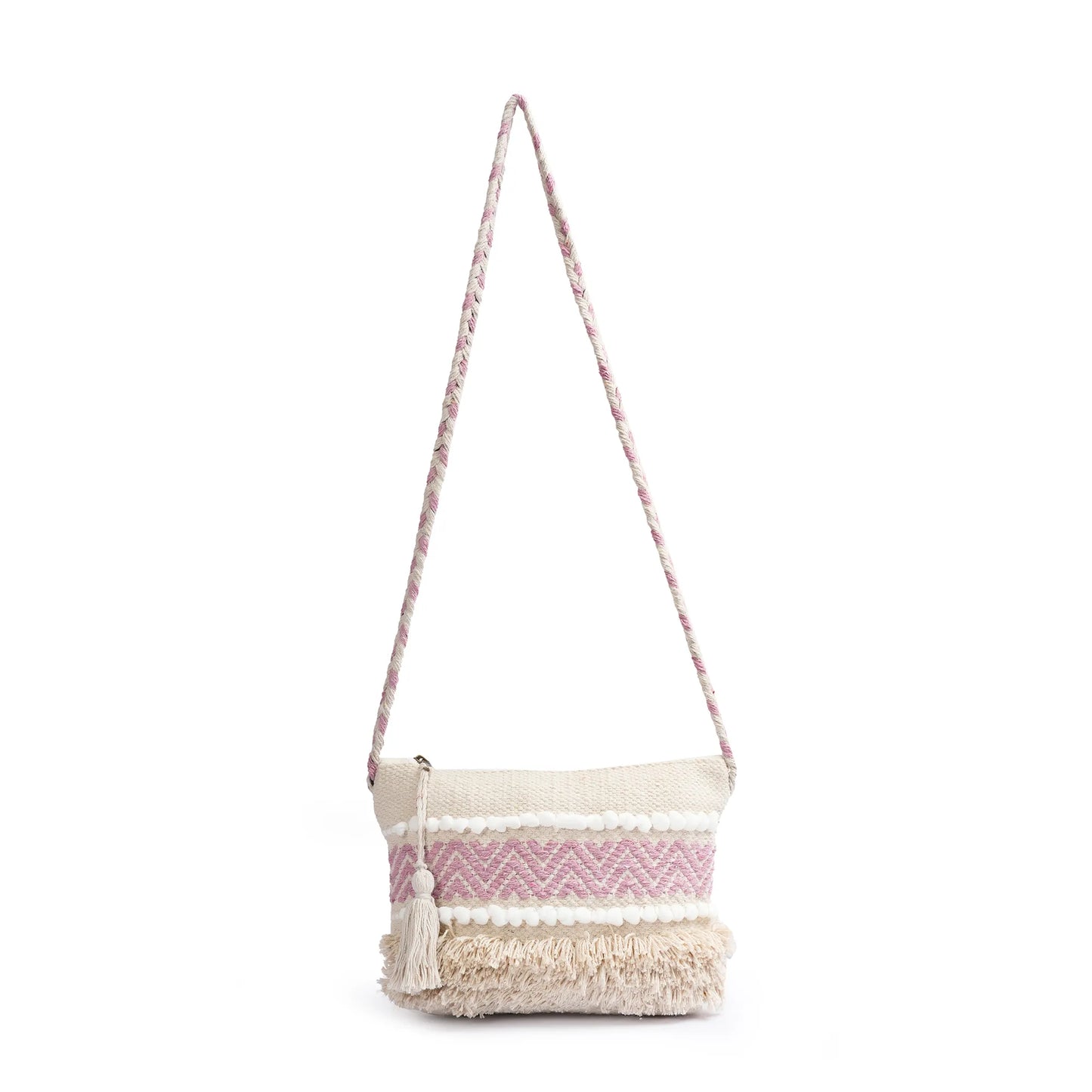 Cotton Bohemian Bag, Sling Bag for Girls and Women Handmade Cotton Purse - HB10065