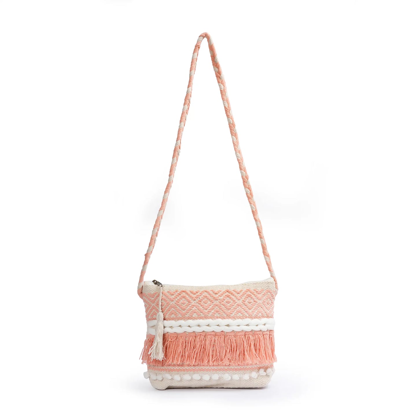 Cotton Bohemian Bag, Sling Bag for Girls and Women Handmade Cotton Purse - HB10066