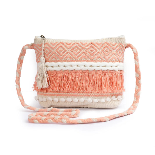 Cotton Bohemian Bag, Sling Bag for Girls and Women Handmade Cotton Purse - HB10066