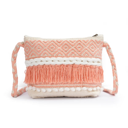Cotton Bohemian Bag, Sling Bag for Girls and Women Handmade Cotton Purse - HB10066