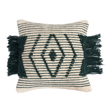 Luxury Handloom Cotton Cushion Cover - 16x16 Inch | Artisan-Woven Decorative Pillow Cover- CC13