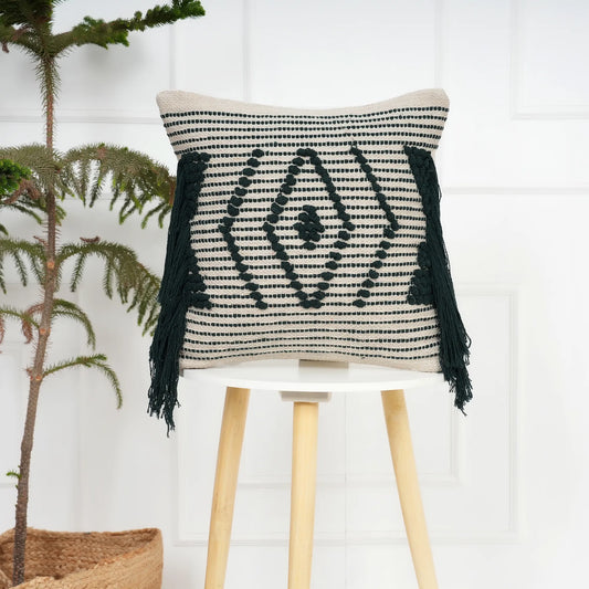 Luxury Handloom Cotton Cushion Cover - 16x16 Inch | Artisan-Woven Decorative Pillow Cover- CC13