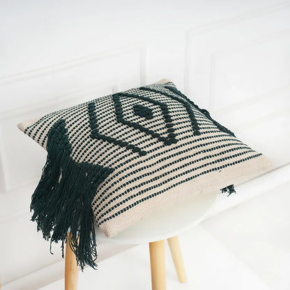 Luxury Handloom Cotton Cushion Cover - 16x16 Inch | Artisan-Woven Decorative Pillow Cover- CC13