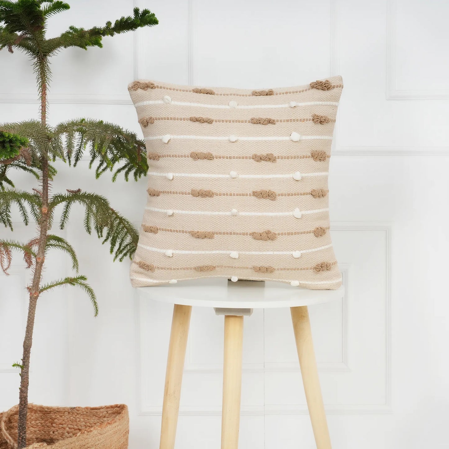 Luxury Handloom Cotton Cushion Cover - 16x16 Inch | Artisan-Woven Decorative Pillow Cover- CC14