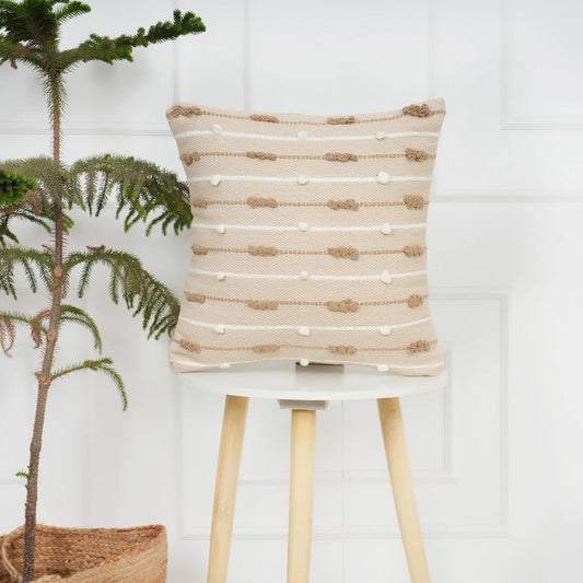 Luxury Handloom Cotton Cushion Cover - 16x16 Inch | Artisan-Woven Decorative Pillow Cover- CC14