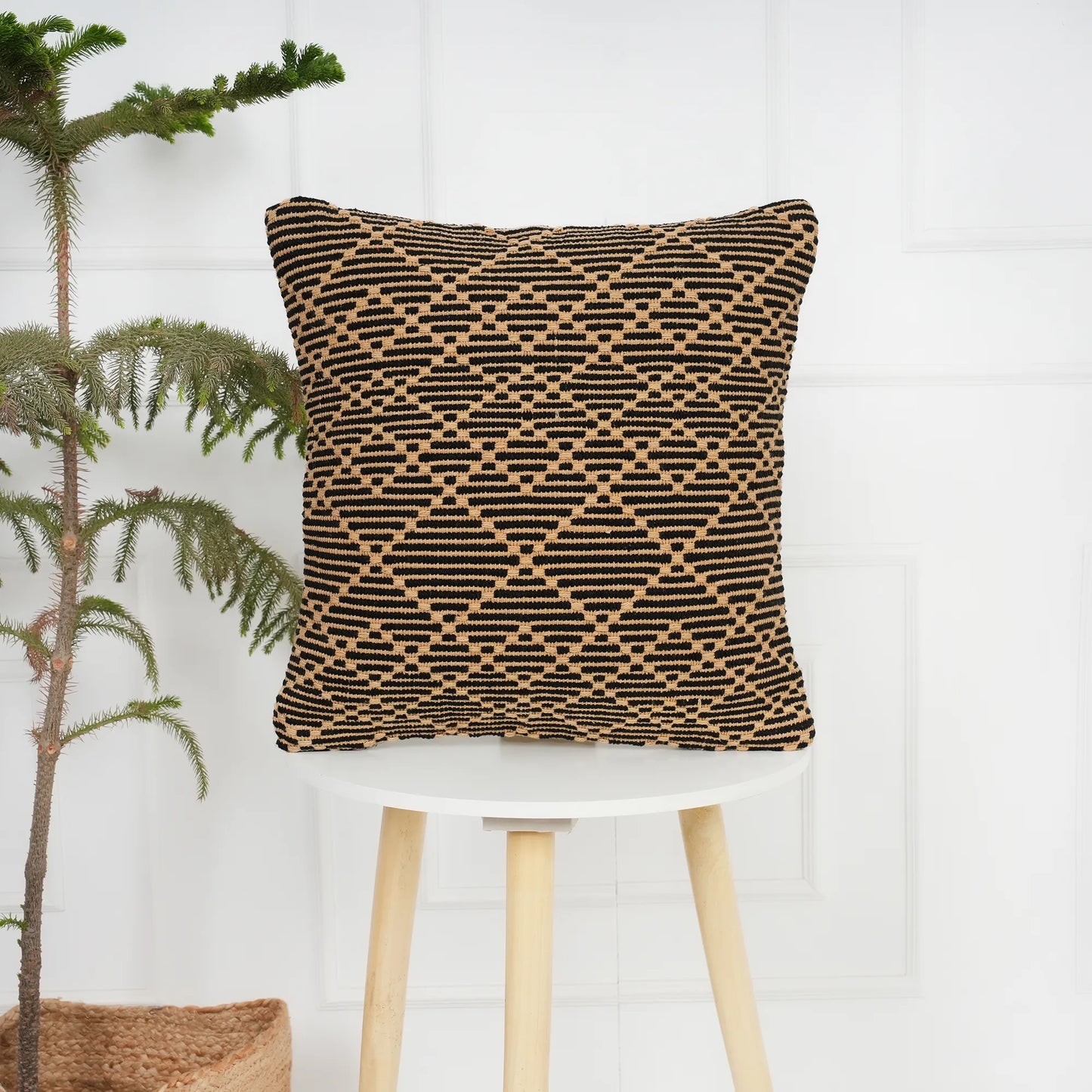 Luxury Handloom Cotton Cushion Cover - 16x16 Inch | Artisan-Woven Decorative Pillow Cover- CC15
