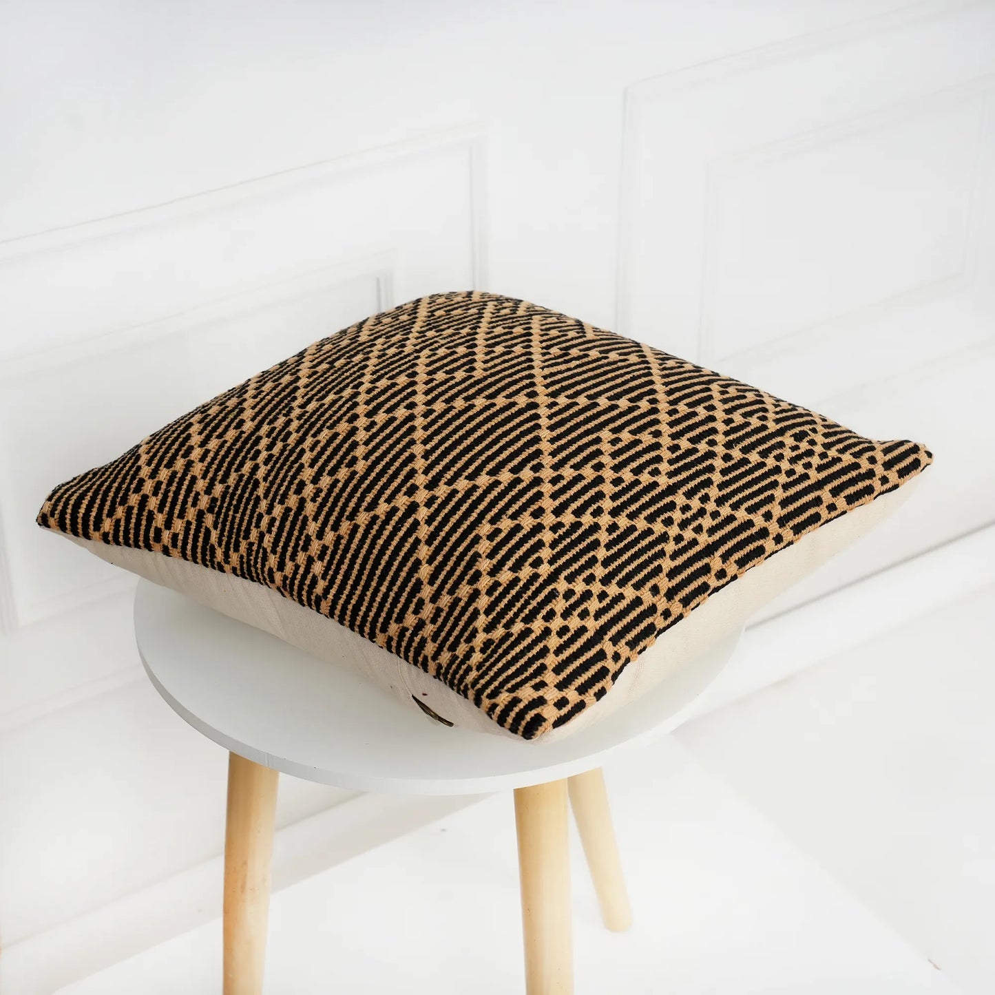 Luxury Handloom Cotton Cushion Cover - 16x16 Inch | Artisan-Woven Decorative Pillow Cover- CC15