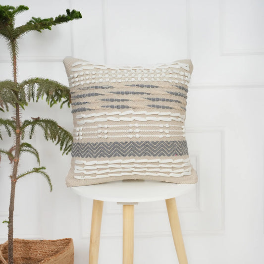 Luxury Handloom Cotton Cushion Cover - 16x16 Inch | Artisan-Woven Decorative Pillow Cover- CC16