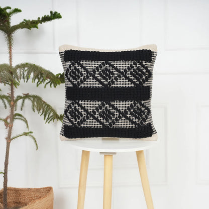 Luxury Handloom Cotton Cushion Cover - 16x16 Inch | Artisan-Woven Decorative Pillow Cover- CC07
