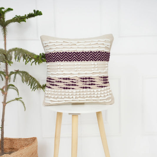 Luxury Handloom Cotton Cushion Cover - 16x16 Inch | Artisan-Woven Decorative Pillow Cover- CC08