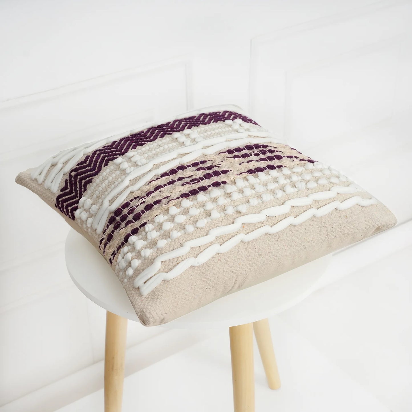 Luxury Handloom Cotton Cushion Cover - 16x16 Inch | Artisan-Woven Decorative Pillow Cover- CC08