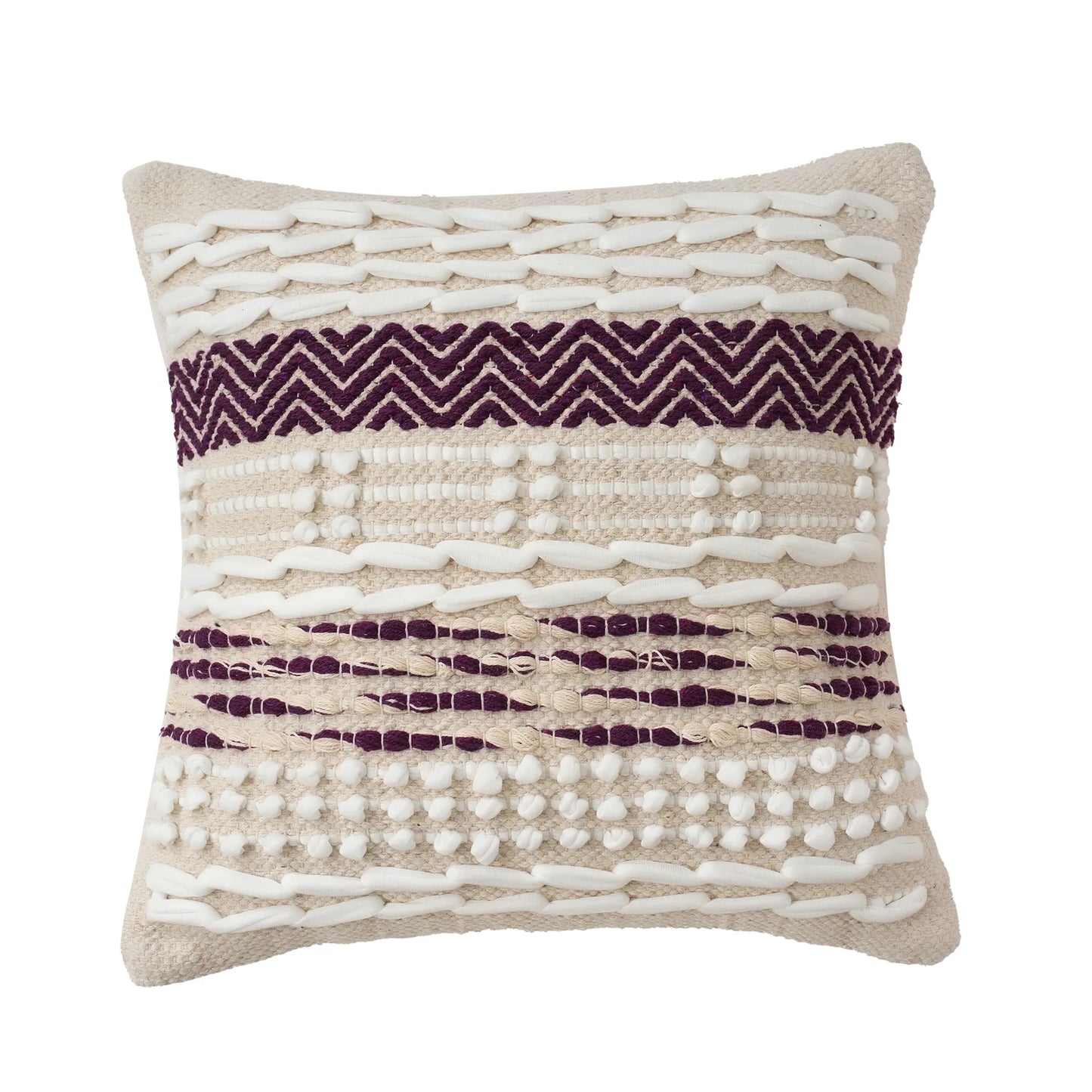 Luxury Handloom Cotton Cushion Cover - 16x16 Inch | Artisan-Woven Decorative Pillow Cover- CC08