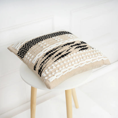 Luxury Handloom Cotton Cushion Cover - 16x16 Inch | Artisan-Woven Decorative Pillow Cover- CC09