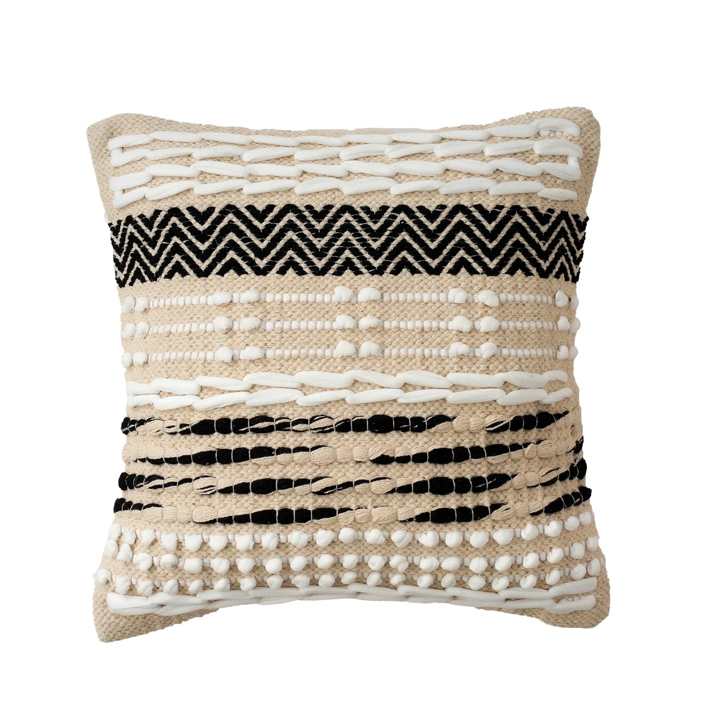 Luxury Handloom Cotton Cushion Cover - 16x16 Inch | Artisan-Woven Decorative Pillow Cover- CC09