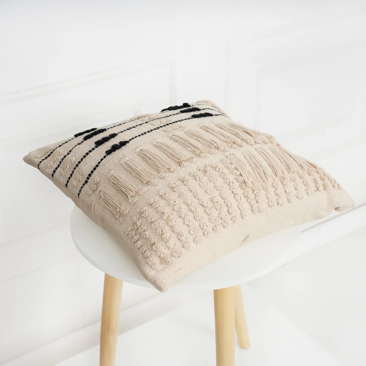 Luxury Handloom Cotton Cushion Cover - 16x16 Inch | Artisan-Woven Decorative Pillow Cover- CC10