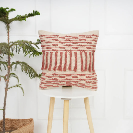 Luxury Handloom Cotton Cushion Cover - 16x16 Inch | Artisan-Woven Decorative Pillow Cover- CC11