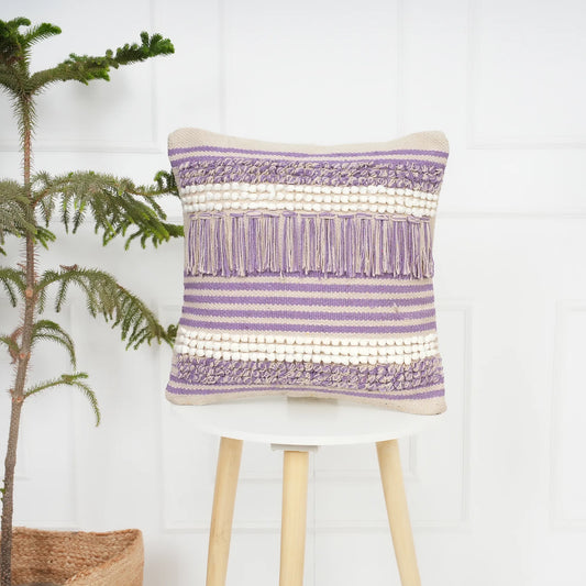 Luxury Handloom Cotton Cushion Cover - 16x16 Inch | Artisan-Woven Decorative Pillow Cover- CC01