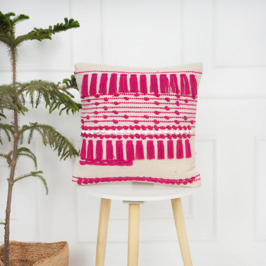 Luxury Handloom Cotton Cushion Cover - 16x16 Inch | Artisan-Woven Decorative Pillow Cover- CC02