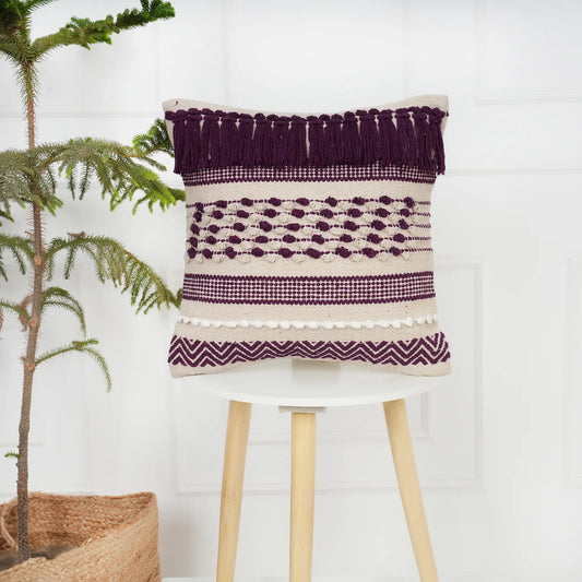 Luxury Handloom Cotton Cushion Cover - 16x16 Inch | Artisan-Woven Decorative Pillow Cover- CC03