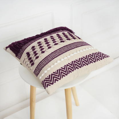 Luxury Handloom Cotton Cushion Cover - 16x16 Inch | Artisan-Woven Decorative Pillow Cover- CC03