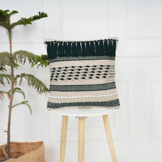 Luxury Handloom Cotton Cushion Cover - 16x16 Inch | Artisan-Woven Decorative Pillow Cover- CC05