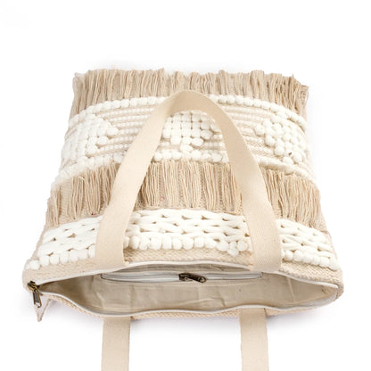 Luxury Premium Handcrafted Big Cotton Tote Bag : Spacious & Durable - TT09