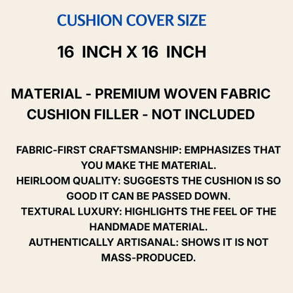 Luxury Handloom Cotton Cushion Cover - 16x16 Inch | Artisan-Woven Decorative Pillow Cover- CC03