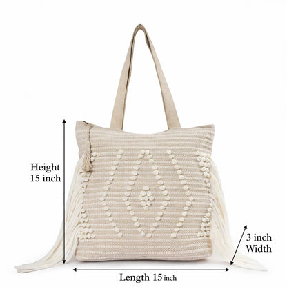 Handmade Premium Handcrafted Big Cotton Tote Bag : Spacious & Durable - TT03