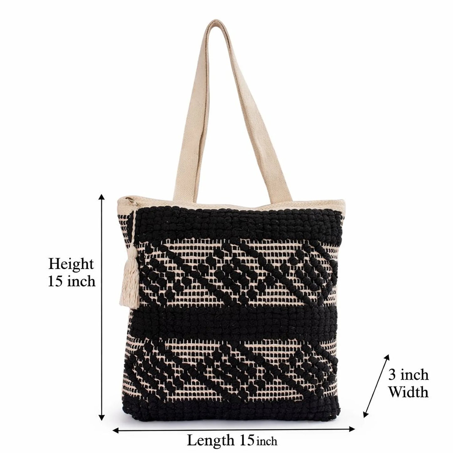 Handmade Premium Handcrafted Big Cotton Tote Bag : Spacious & Durable - TT04