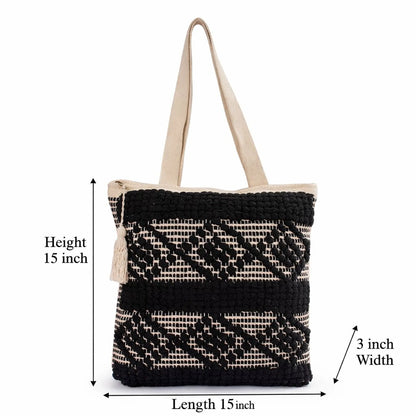 Handmade Premium Handcrafted Big Cotton Tote Bag : Spacious & Durable - TT04