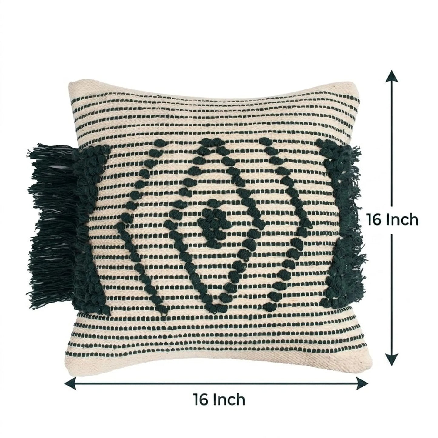 Luxury Handloom Cotton Cushion Cover - 16x16 Inch | Artisan-Woven Decorative Pillow Cover- CC13