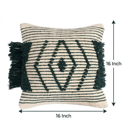 Luxury Handloom Cotton Cushion Cover - 16x16 Inch | Artisan-Woven Decorative Pillow Cover- CC13