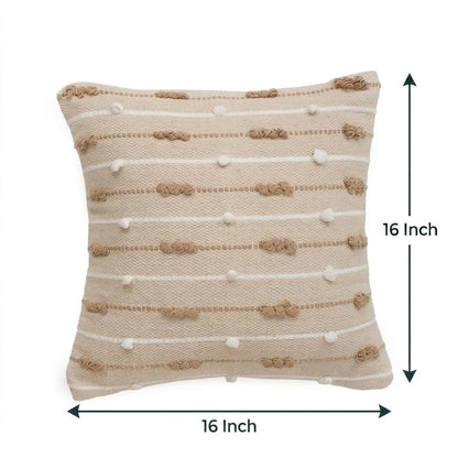 Luxury Handloom Cotton Cushion Cover - 16x16 Inch | Artisan-Woven Decorative Pillow Cover- CC14