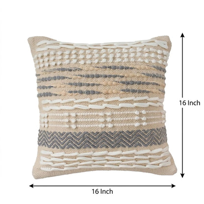 Luxury Handloom Cotton Cushion Cover - 16x16 Inch | Artisan-Woven Decorative Pillow Cover- CC16