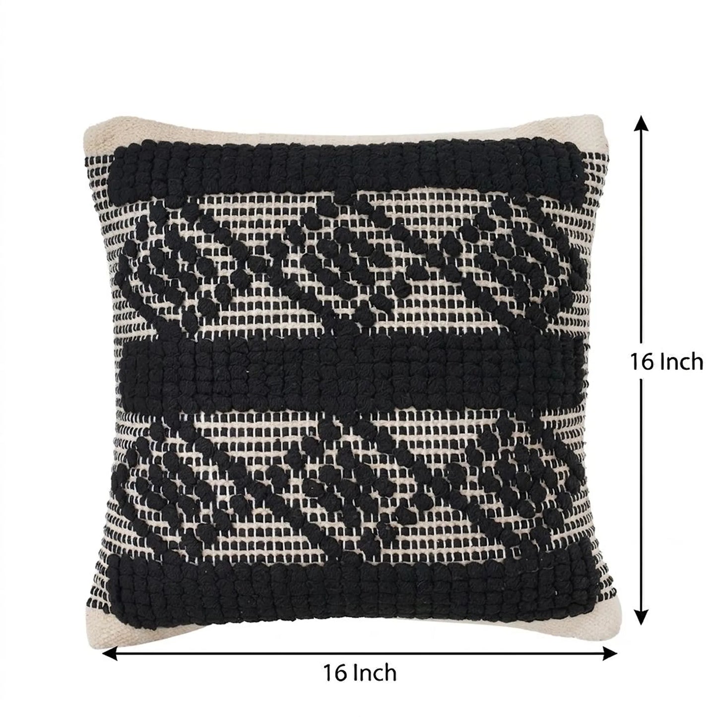 Luxury Handloom Cotton Cushion Cover - 16x16 Inch | Artisan-Woven Decorative Pillow Cover- CC07