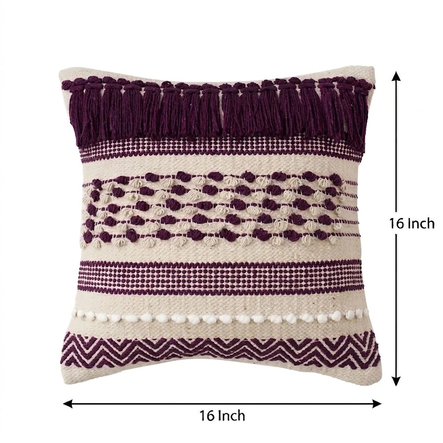Luxury Handloom Cotton Cushion Cover - 16x16 Inch | Artisan-Woven Decorative Pillow Cover- CC03
